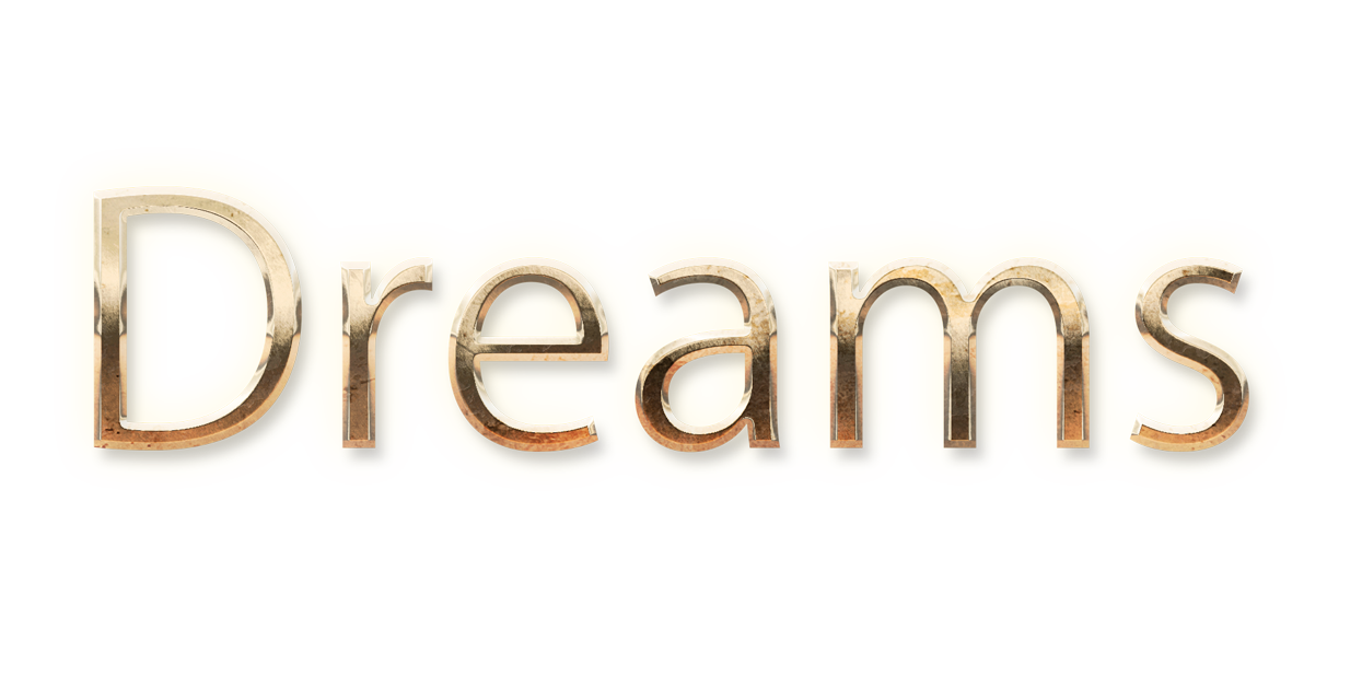 WORD DREAMS gold text typography PNG images free